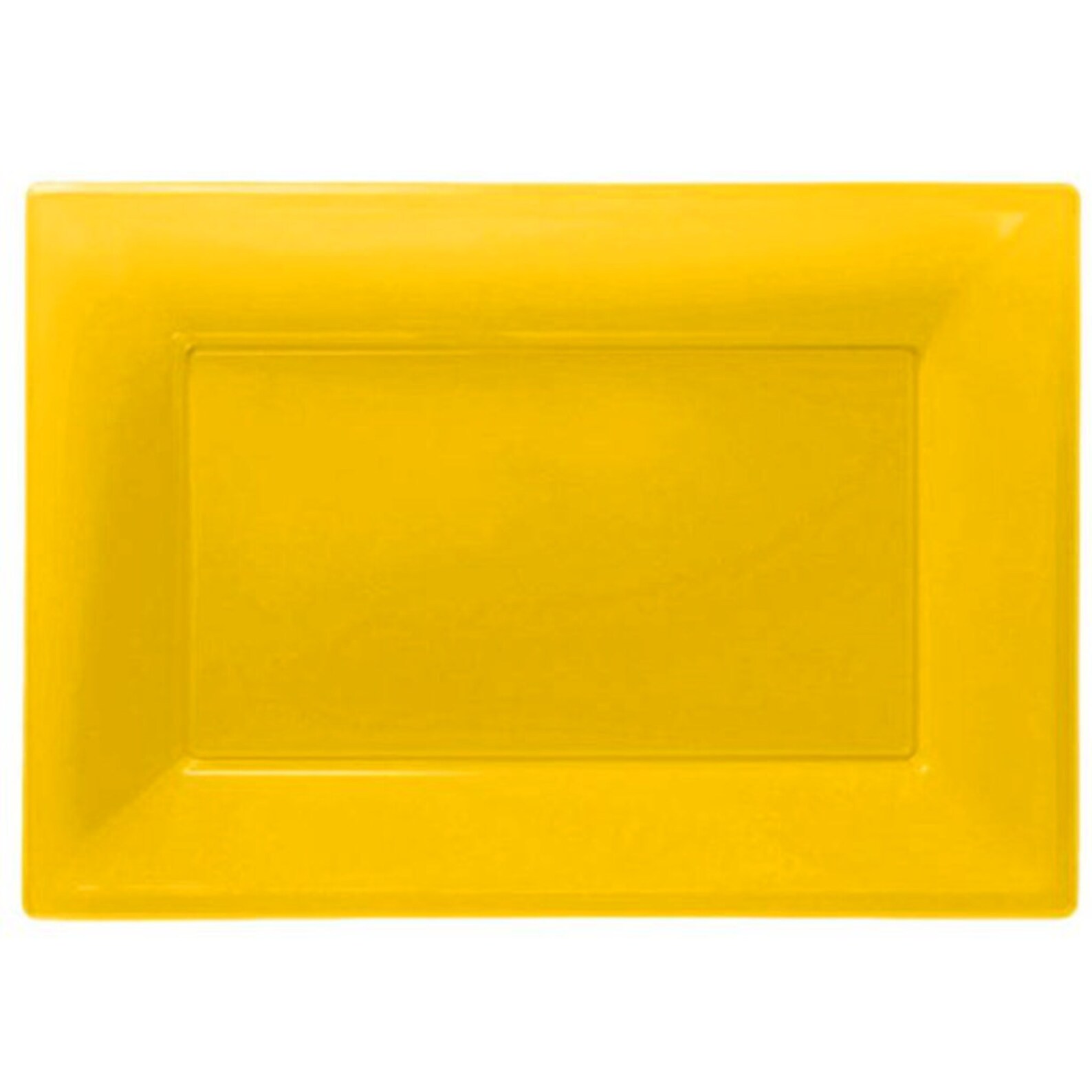 Sunshine Yellow Plastic Serving Platters, Reusable Yellow Plastic