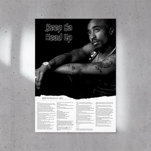 2Pac - Keep Ya Head Up Lyric Poster - Home Decor|Wall Art|Hip Hop/Rap Music|Album Poster|Motivational Quotes