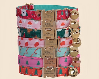 Personalized Christmas Cat Collar with Bow Tie and Bell