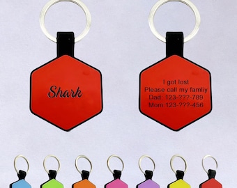 Hexagon Silent Pet ID Tag: Personalized Engraved Silicone Dog/Cat Tag