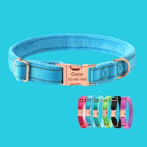 Reflective Engraved Custom Dog Collar, Soft Padded Quick Release Personalized Pet Collar, Dog Gift