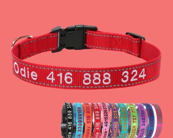 Reflective Nylon Dog Collar: Personalized Embroidered Pet ID
