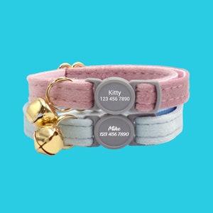 Personalized Velvet Cat Collar: Breakaway Safety Buckle, Engraved Name, Free Bell