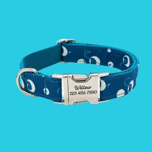 Cute Print Personalized Dog Collar, Floral Custom Pet Collar with Leash Set, Custom Engraved Pet Name Metal Buckle imagem 9