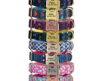 Personalized Dog Collar, Engraved Buckle, Custom ID