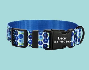 Hundehalsband mit Beerenmotiv, Leine & Fliege