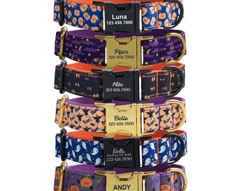Halloween Dog Collar: Custom Engraved Buckle, Holiday Pet Gift