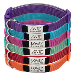 Reflective Personalized Dog Collar: Engraved Nylon, Adjustable Custom Pet ID