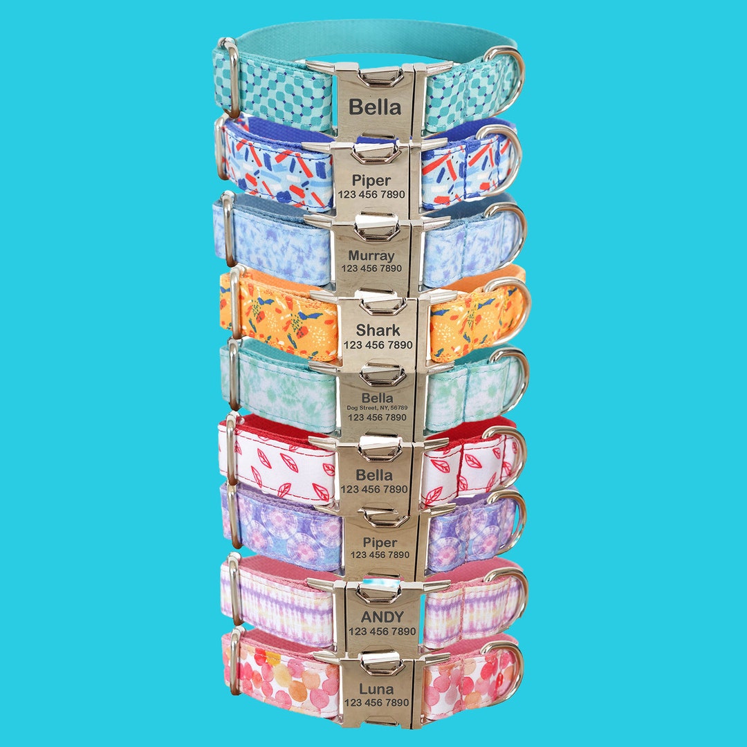 Personalized Dog Collars Engraved Metal Buckle Collar Custom Etsy