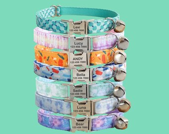 Personalized Cat Collar Bowtie Set: Engraved Kitten Name Tag with Bell
