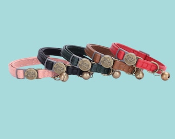 Kundenspezifisches PU-Leder-Katzenhalsband mit Glocke: Verstellbares Kätzchenhalsband
