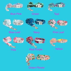 Cute Print Personalized Dog Collar, Floral Custom Pet Collar with Leash Set, Custom Engraved Pet Name Metal Buckle imagem 2