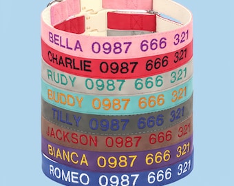 Personalized Nylon Dog Collar: Custom Embroidered Name & Number