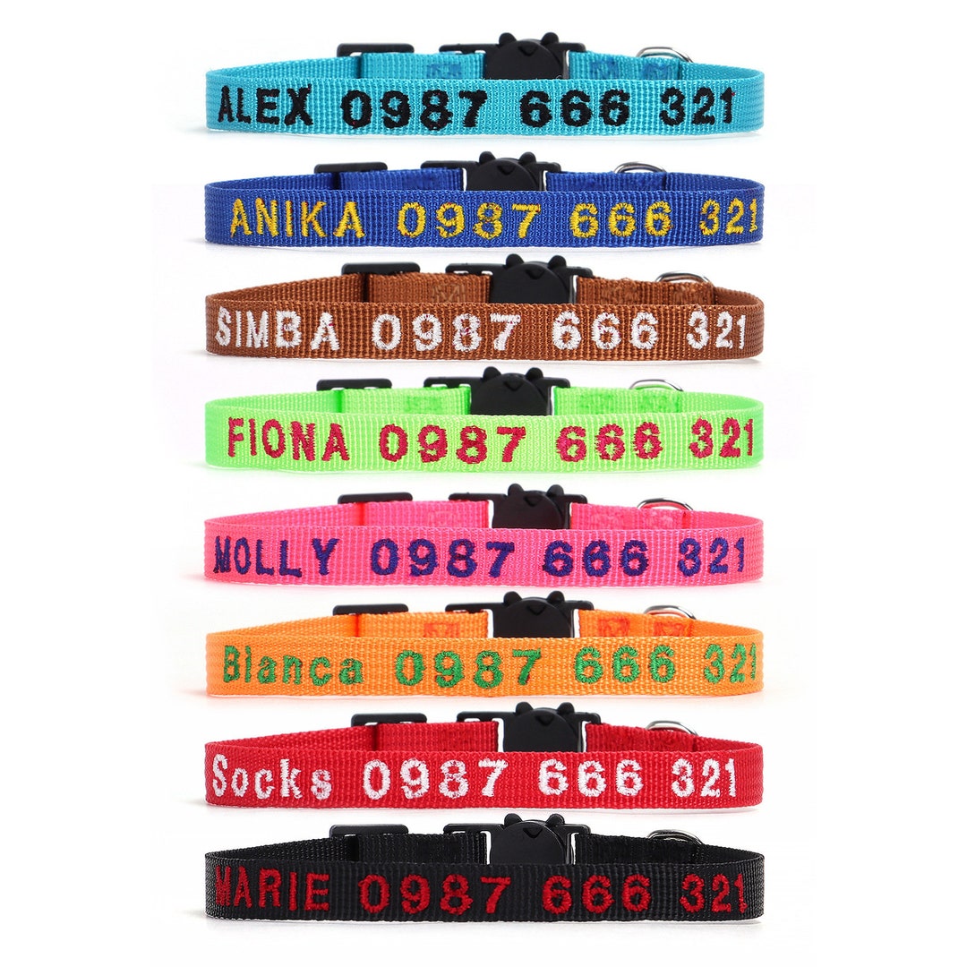 Custom Cat Collars With Name Tag Nylon Soft Adjustable Personalized