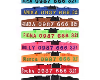 Custom Cat Collars with Name Tag, Nylon Soft Adjustable Personalized Cat Collar With Bell, Quick Release Kitten Collar,Embroidered, Cat Gift