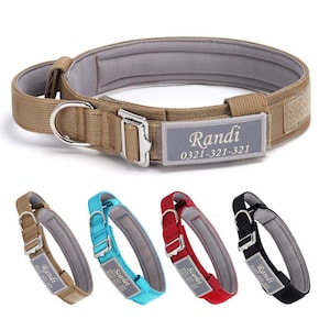 Könnte beinhalten: Vier Hundehalsbänder in verschiedenen Farben: Braun, Türkis, Rot und Schwarz. Jedes Halsband hat eine silberne Schnalle und ein graues Schild mit einem Namen und einer Telefonnummer. Das braune Halsband trägt den Namen "Randi" und die Telefonnummer "0321-321-321". Das türkisfarbene Halsband trägt den Namen "Scarlet" und die Telefonnummer "0321-321-321". Das rote Halsband trägt den Namen "Scarlet" und die Telefonnummer "0321-321-321". Das schwarze Halsband trägt den Namen "Randi" und die Telefonnummer "0321-321-321".