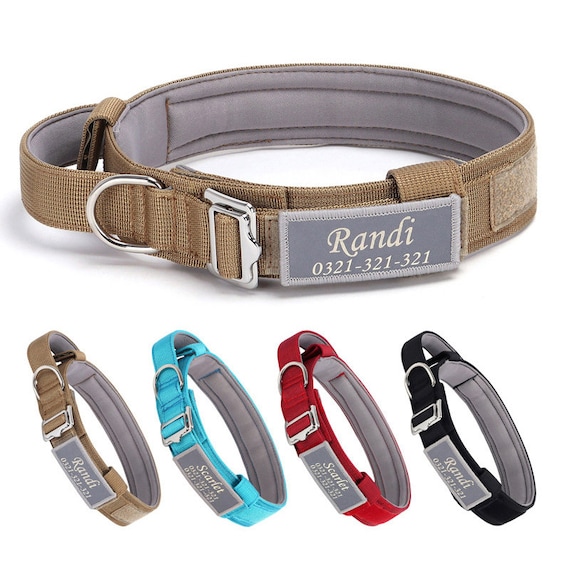 Personalized Tactical Dog Collar: Soft Padded Training Collar with Handle