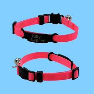Personalized Cat Collar with Name Tag, Breakaway Kitten Collar, Nylon Soft Adjustable Custom Cat Collars With Bell, Quick Release , Cat Gift