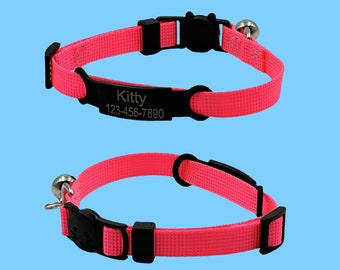 Personalized Nylon Cat Collar: Breakaway Kitten Collar with Name Tag
