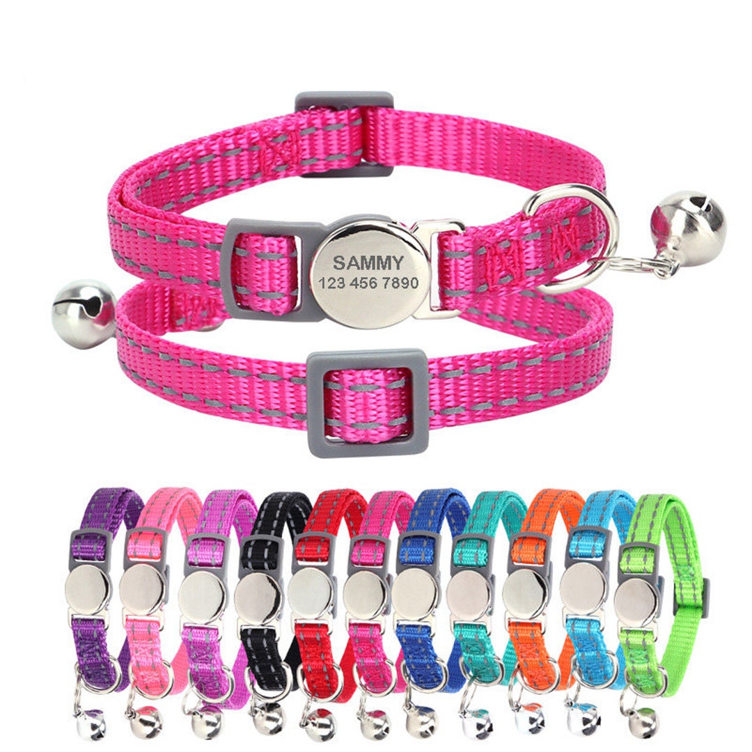 Personalized Cat Collar With Bell Engraved Cat Collars With - Etsy