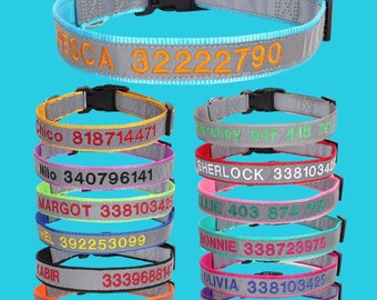 Collare Per Cani Ricamato In Nylon Regolabile Nome ID Personalizzato Accessori Collari Per Animali Domestici Per Cani Di Taglia Piccola, Media E Grande Fornure Per Animali Domestici Perro - Foto 8