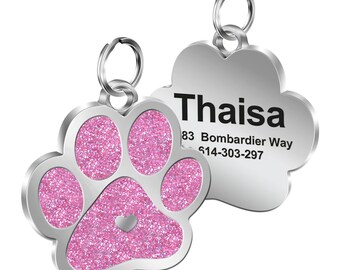 Personalized Paw Print Pet ID Tag: Custom Engraved Cat and Dog Tag