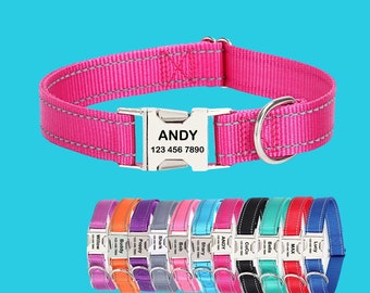 Reflective Nylon Dog Collar: Personalized Custom ID, Durable Puppy Collar
