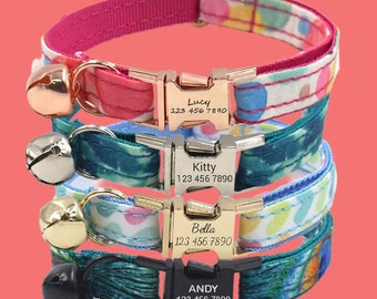 Personalized Cat Collar with Bow Tie: Custom Engraved Name Tag