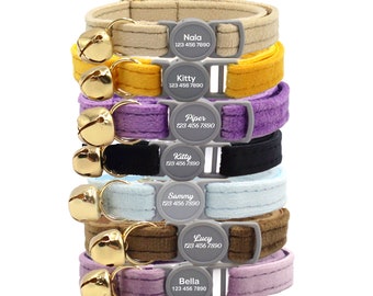 Personalisiertes Samt-Katzenhalsband: Halsband mit Gravur & Glöckchen
