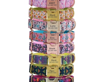 Personalized Dog Collar, Engraved Buckle, Custom ID, Dog Gift