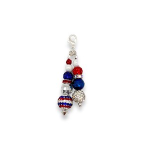 Patriotic Fourth of July red white and blue badge charm, USA 4th of July, zipper pull, journal charm image 4