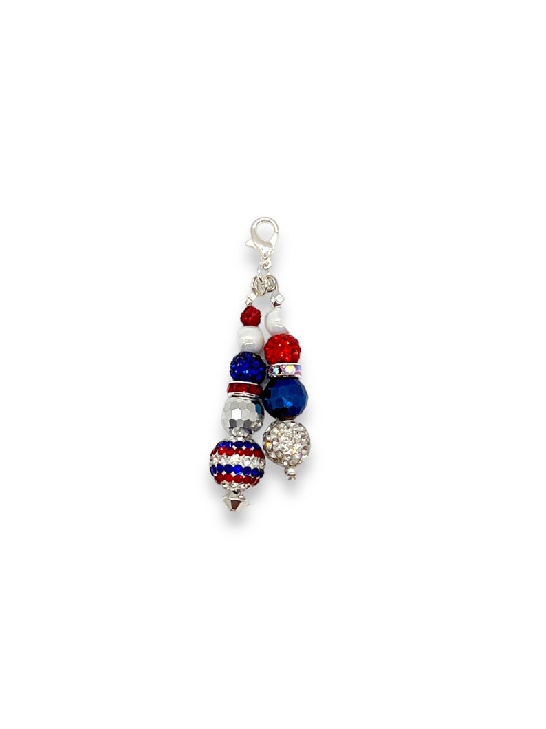 Patriotic Fourth of July red white and blue badge charm, USA 4th of July, zipper pull, journal charm image 4
