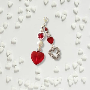 Romantic Hearts for Valentines day badge charm for Badge reel, ID holder, zipper pull, gift for mom, gift for her, girlfriend/wife.