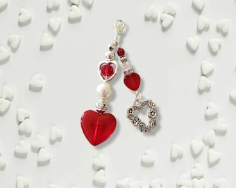 Valentine's Day Heart Badge Charm, Zipper Pull