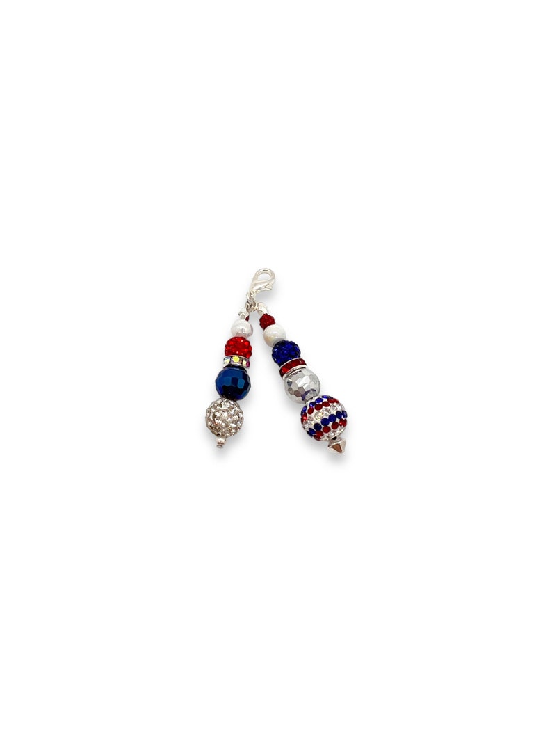 Patriotic Fourth of July red white and blue badge charm, USA 4th of July, zipper pull, journal charm image 7