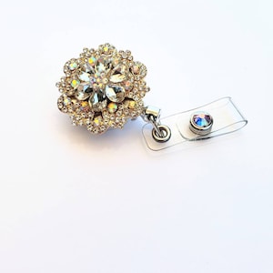Gold Rhinestone Diamond Retractable Badge reel, work ID Badge Holder, Medical gift, Gift for mom, Gift for her, Valentines day