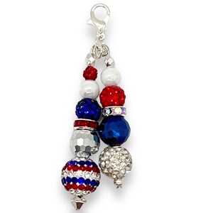 Patriotic Fourth of July red white and blue badge charm, USA 4th of July, zipper pull, journal charm image 5