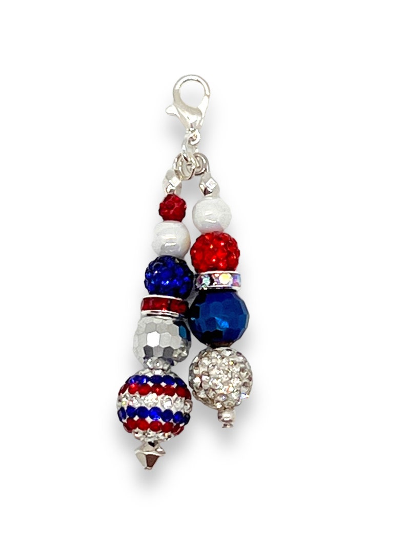 Patriotic Fourth of July red white and blue badge charm, USA 4th of July, zipper pull, journal charm image 5