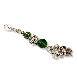 St Patrick's Day Four Leaf Clover Badge Reel Charm