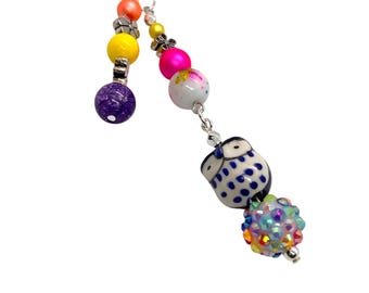 80s Style Beaded Zipper Pull Charm, Owl