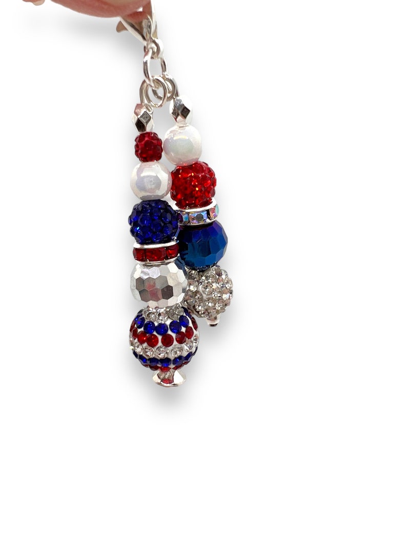 Patriotic Fourth of July red white and blue badge charm, USA 4th of July, zipper pull, journal charm image 6