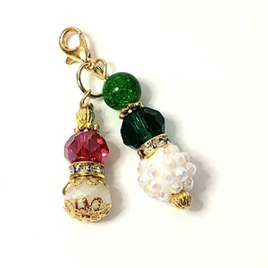 Winter Christmas badge charm for Badge reel, ID holder, key card, badge reel charm, bling for badge reel clip on charm zipper pull.