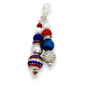 Patriotic Fourth of July red white and blue badge charm, USA 4th of July, zipper pull, journal charm image 2