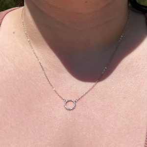 Circular, Sterling Silver, Crystal Necklace