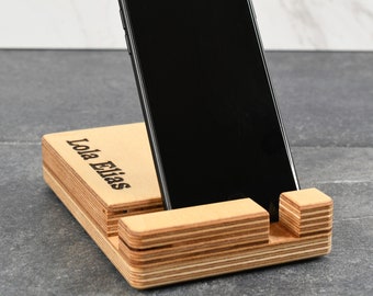 Personalized Phone Stand - Handmade Birch Plywood