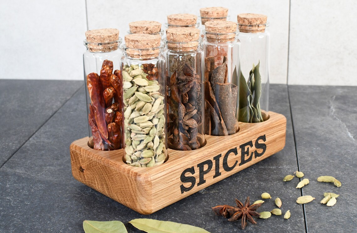 Oak Spice Tube Rack - Handmade Spice Rack - Etsy