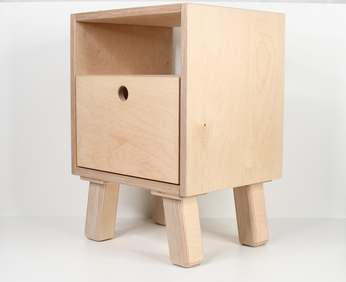 Bedside Table Birch Plywood Night Stand Handmade Etsy