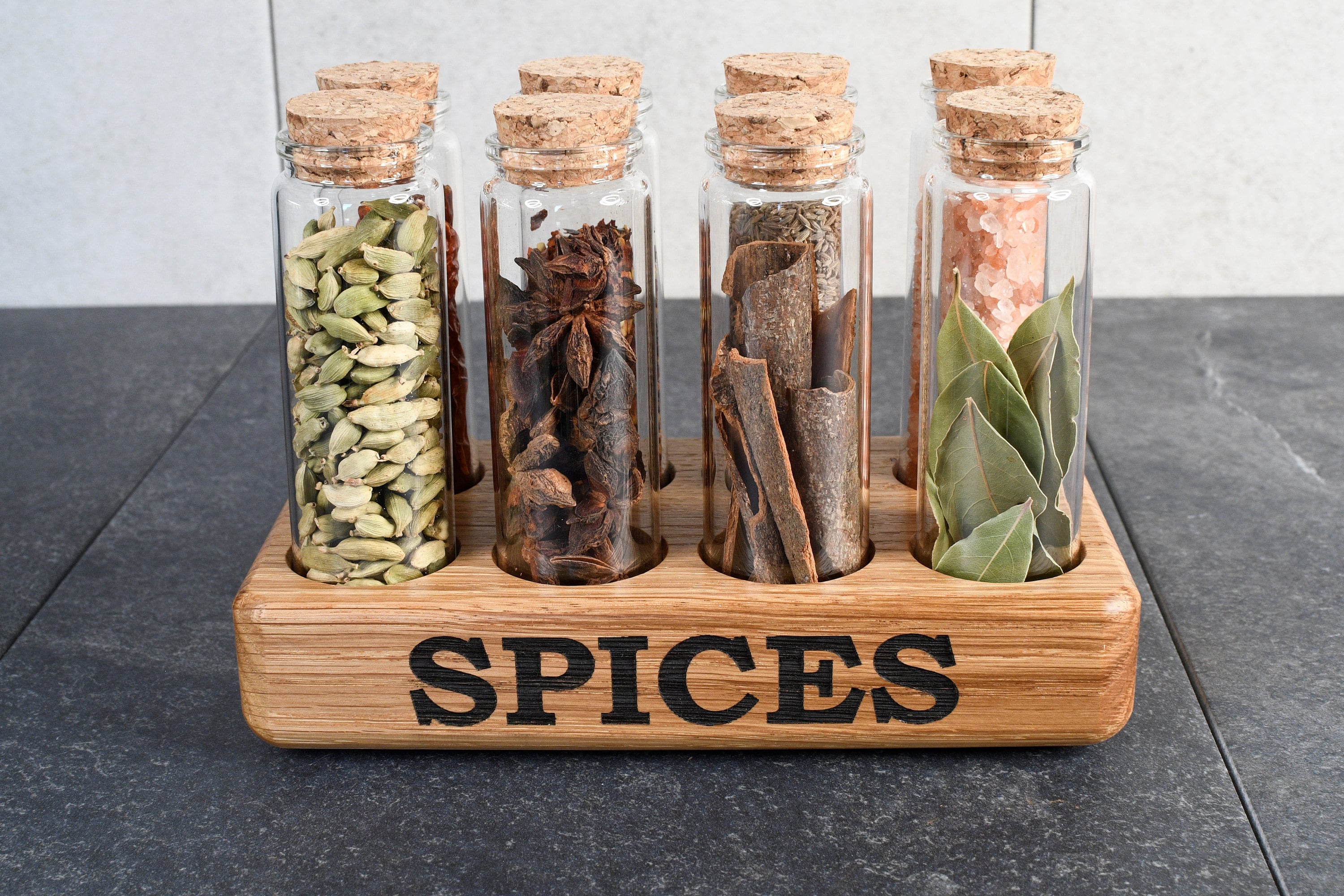 Oak Spice Tube Rack - Handmade Spice Rack - Etsy