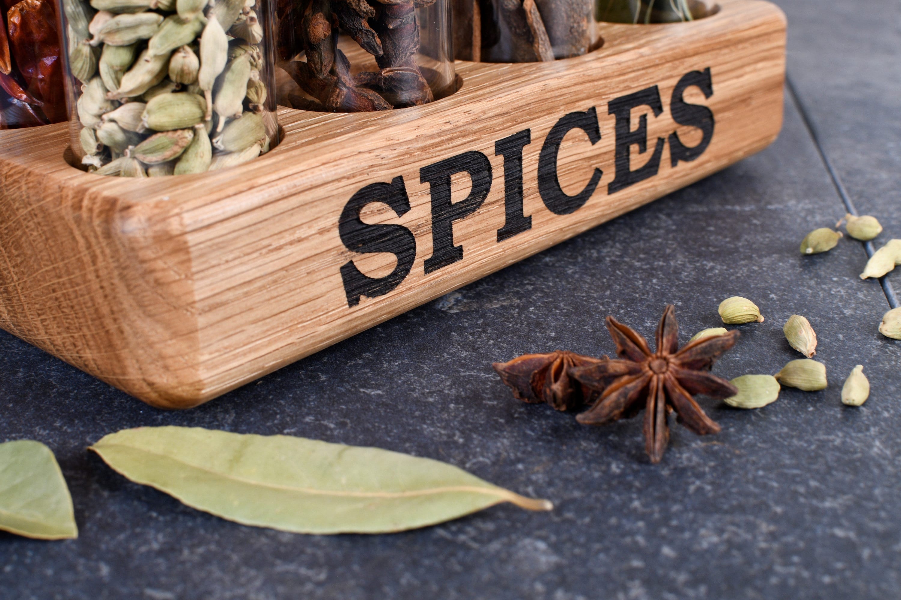 Oak Spice Tube Rack - Handmade Spice Rack - Etsy