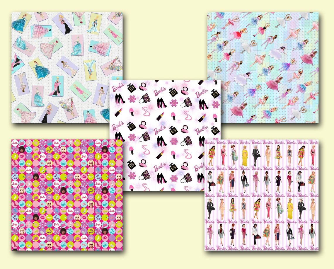 Barbie Doll Fashionista Wrapping Paper Fabric Quilting Etsy